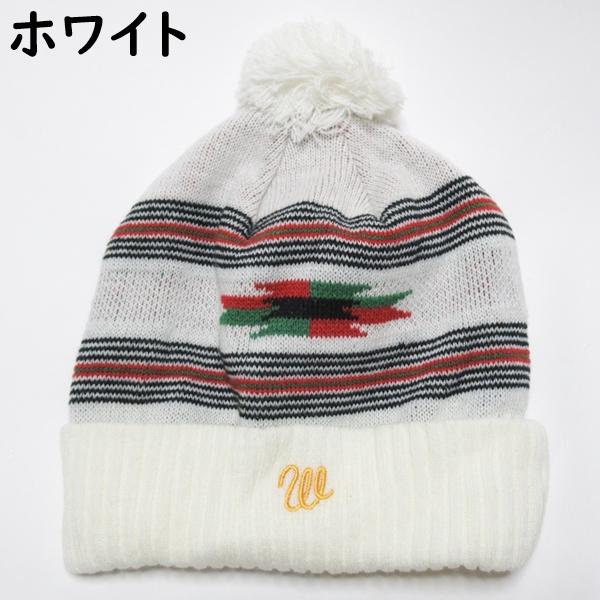 Wrangler ニット帽 ぽんぽん付き 正ちゃん帽 オルテガ柄 ラングラー ブラック ホワイト | Wrangler | 02