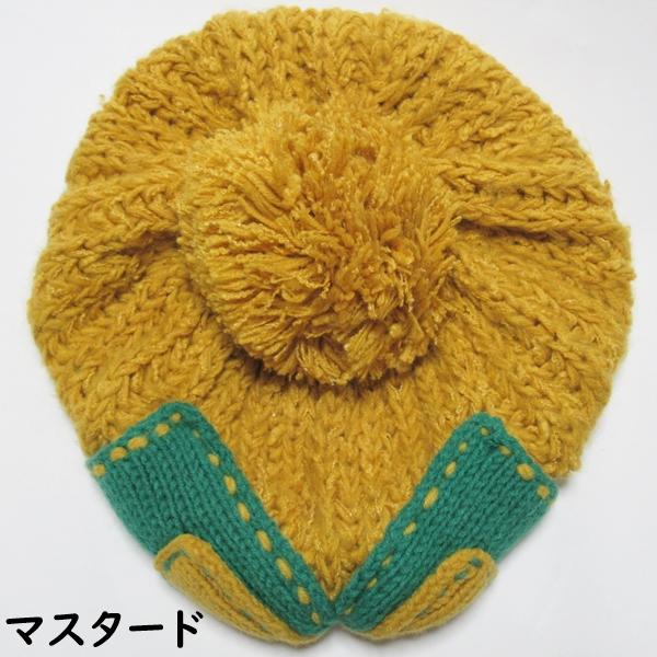 レディース 帽子 ニットベレー帽 ニット帽 ベレー帽 毛糸 ぽんぽん付き りぼん 秋 冬 アクリル マスタード ブラック |  | 01