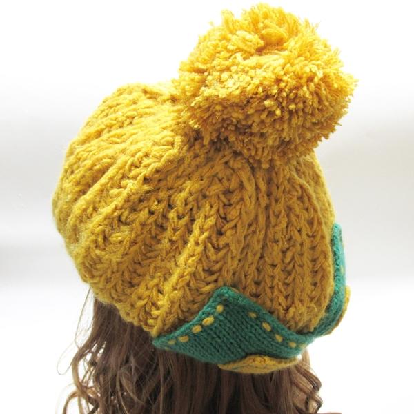 レディース 帽子 ニットベレー帽 ニット帽 ベレー帽 毛糸 ぽんぽん付き りぼん 秋 冬 アクリル マスタード ブラック |  | 04