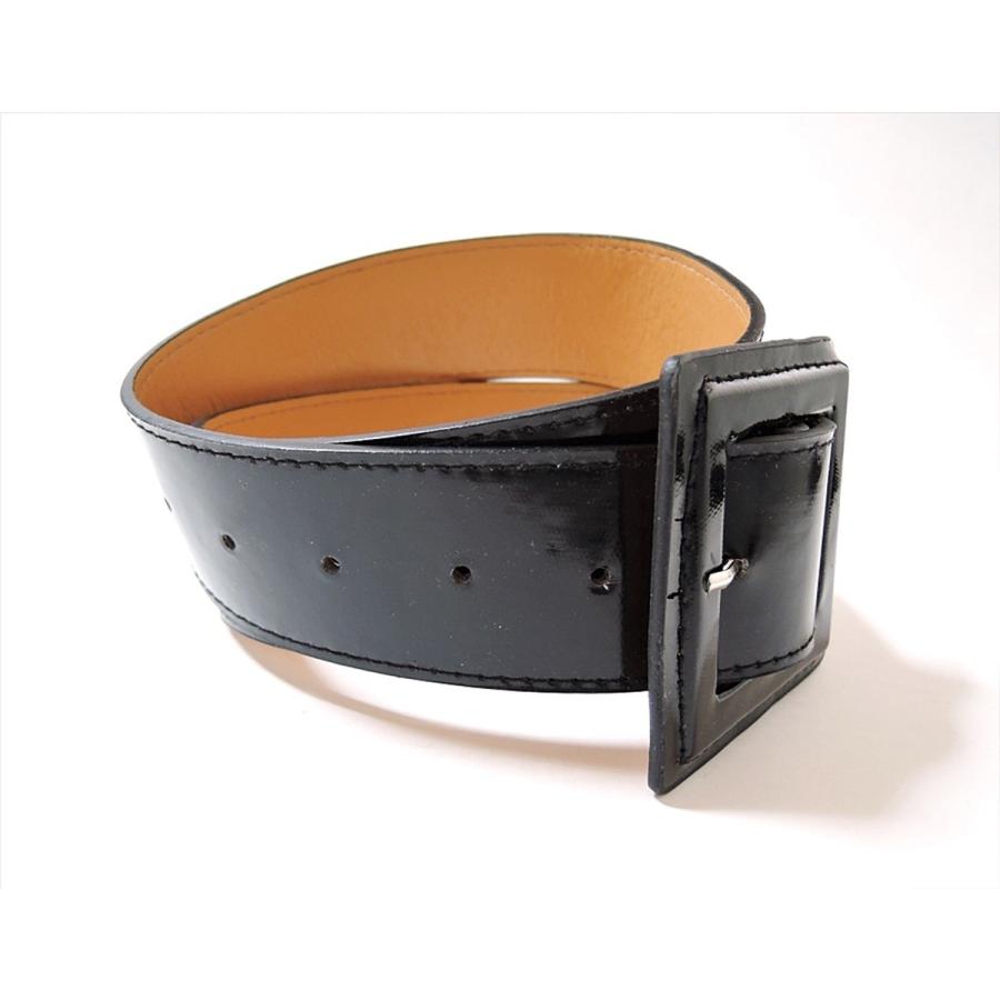 エナメル スクエアバックルベルト 太ベルト ブラック 黒 レッド