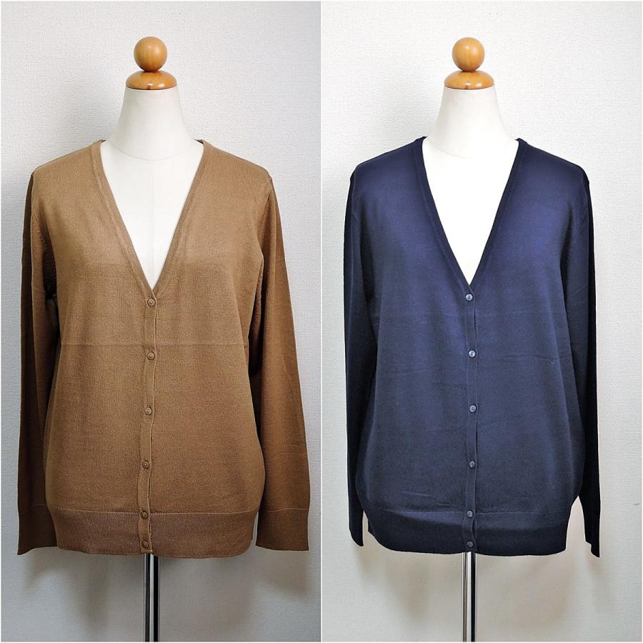 レディースカーディガン 長袖 ビスコス素材 やわらかい Vネック 新色  