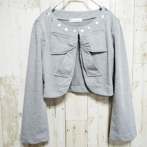 ボレロ ジャケット honey＆spice カーディガン 長袖 ピンク グレー