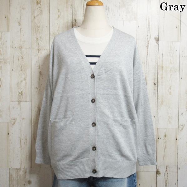 カーディガン ポケット付き レディース Vネック 長袖 シンプル