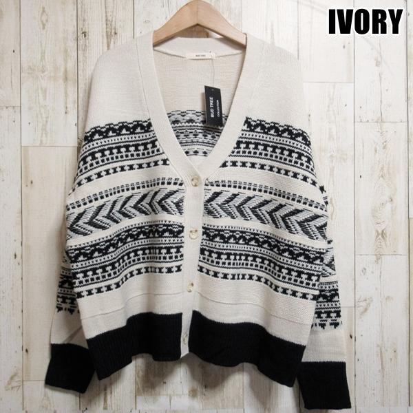 カーディガン ノルディック柄 ニット レディース Vネック 北欧柄 長袖