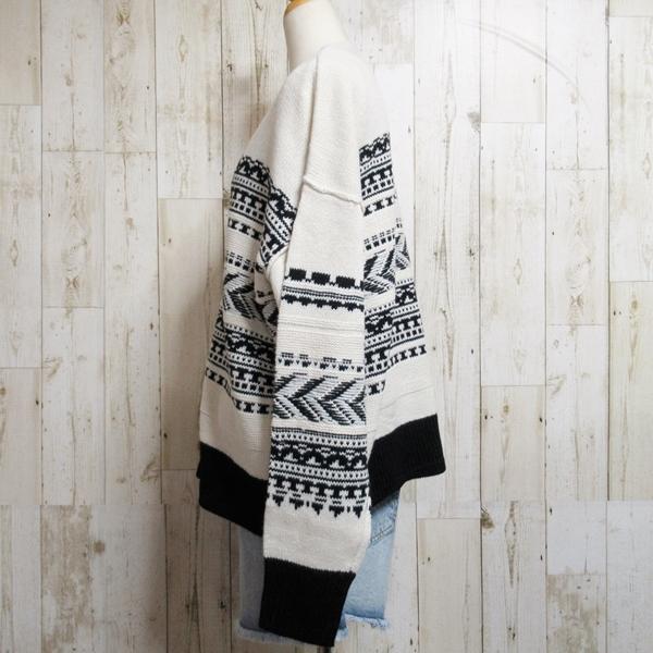 カーディガン ノルディック柄 ニット レディース Vネック 北欧柄 長袖