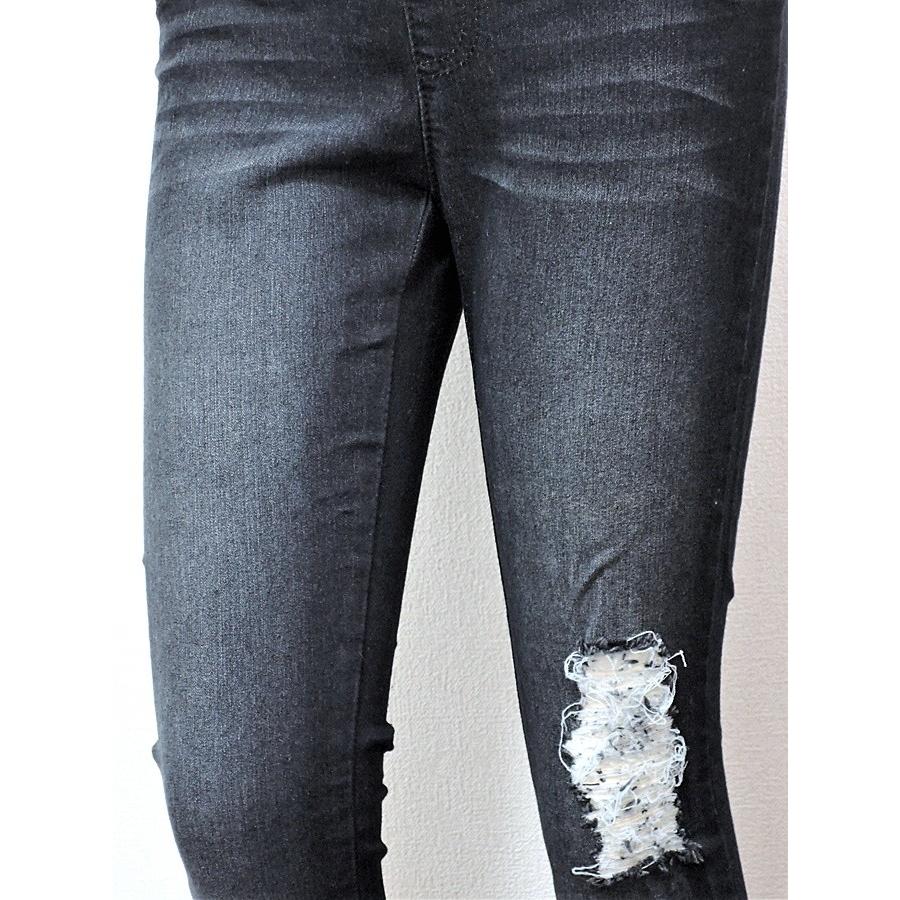ダメージジンズ スキニーデニムパンツ ケミカル ストレッチ *クリック
