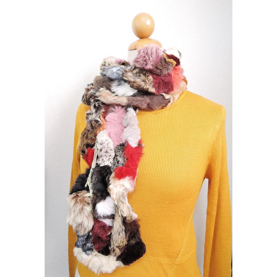 気持ちいいもこもこストール カラフルマフラー フェイクファー 編上げ