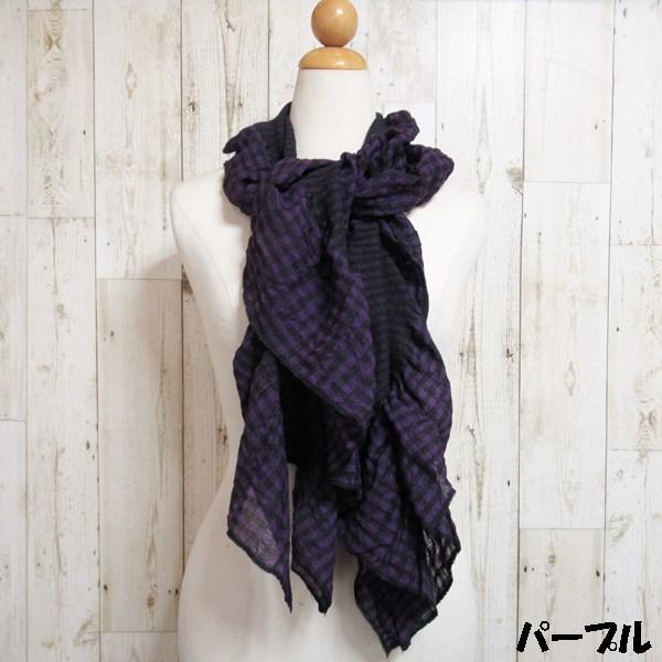 ストール くしゅくしゅ ギンガムチェック チェック柄 紫外線対策 UV