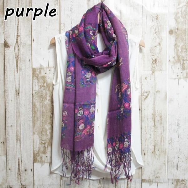 ストール ウール 春 夏 紫外線対策 自然素材 天然素材 パンダ柄 日焼け