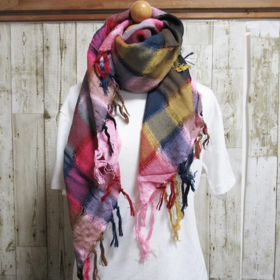 ストール マフラー 春 夏 チェック柄 フリンジ付き 正方形ストール 紫外線 UVカット 日焼けケアー アフガンストール メンズ レディース 大判 |  | 03