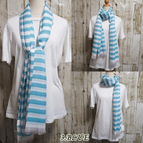 ストール マフラー 春 夏 星柄 星 ドット柄 ドット ボーダー柄 ボーダー フリンジ付き  紫外線 UVカット 日焼けケアー レディース |  | 03