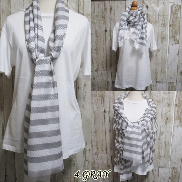 ストール マフラー 春 夏 星柄 星 ドット柄 ドット ボーダー柄 ボーダー フリンジ付き  紫外線 UVカット 日焼けケアー レディース |  | 04