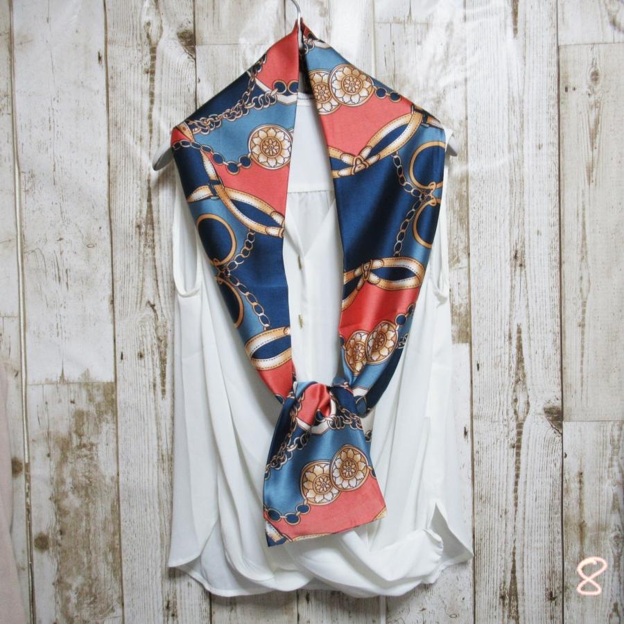 ロングスカーフ ボータイ ストール ロング スカーフ アンティークチェーン ツイリー トレンド スカーフ シルクタッチ 上品 バッグスカーフ |  | 08