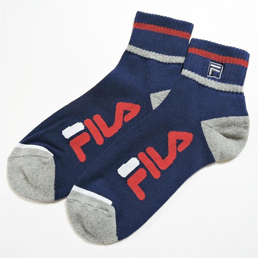 Fila メンズ 3p ソックス 靴下 25 27cm スニーカーソックス クルーソックス 足底パイル グレーブルー ネイビー ブラック レッド 3足組 フィラ 送料無料 Msoc026 Rovel 通販 Yahoo ショッピング
