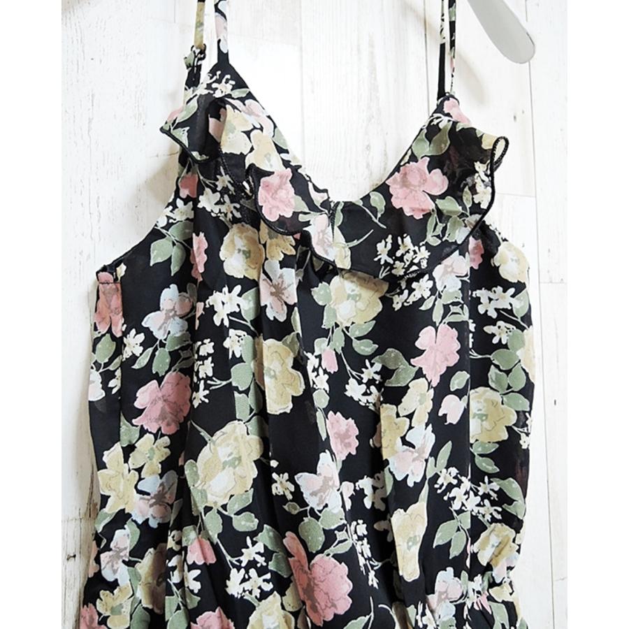 サロペット シフォンサロペット オールインワン ミニ丈 キャミソール