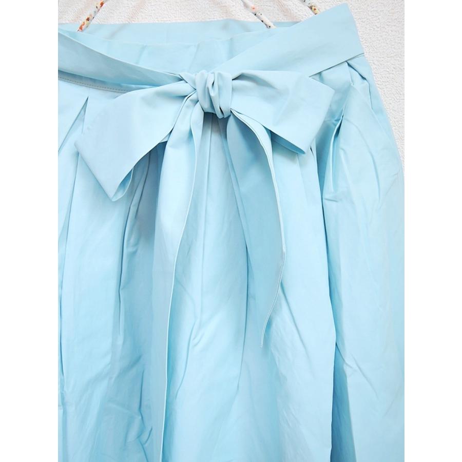 フレアスカート ひざ丈スカート ミモレ丈スカート 水色スカート スカイ