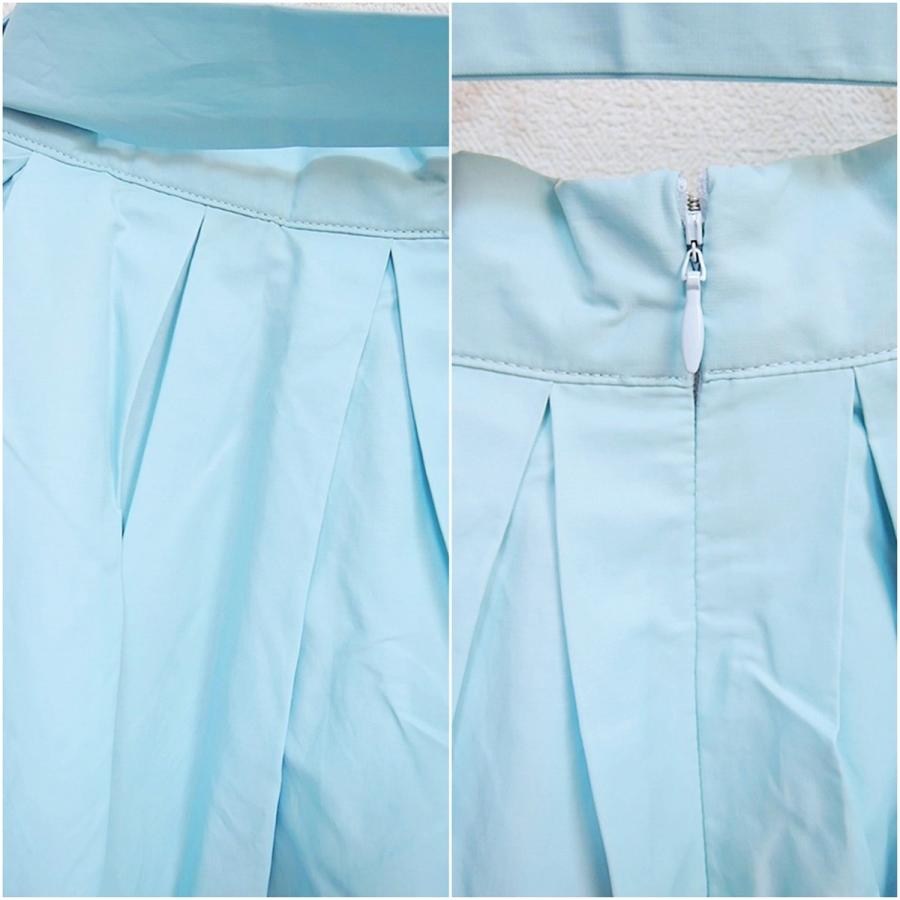 フレアスカート ひざ丈スカート ミモレ丈スカート 水色スカート スカイ