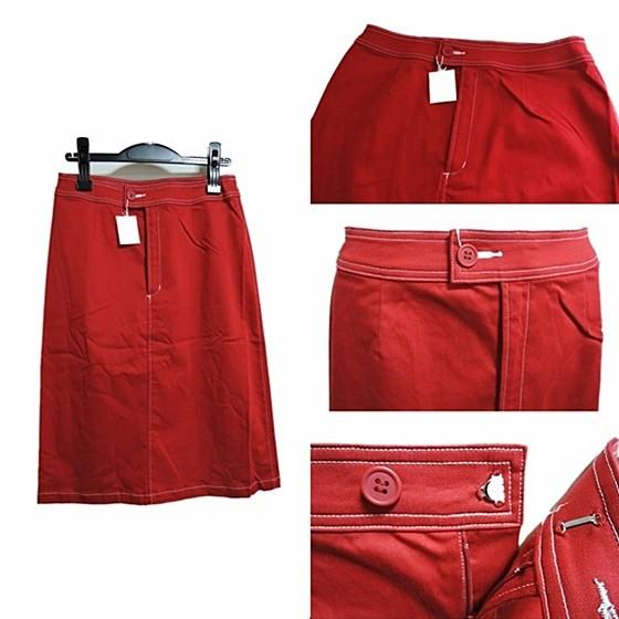 スカート 台形スカート Ａラインスカート レッド ひざ丈 ミモレ丈 コットン タイトスカート シンプルスカート 赤 |  | 02