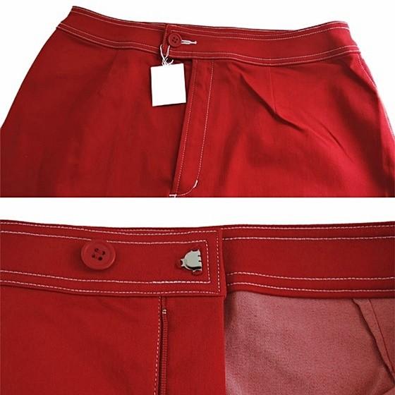 スカート 台形スカート Ａラインスカート レッド ひざ丈 ミモレ丈 コットン タイトスカート シンプルスカート 赤 |  | 03