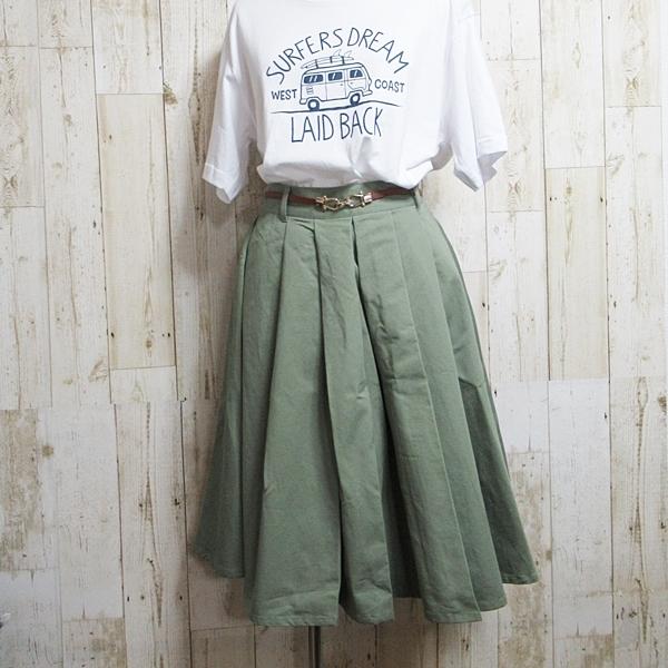 ひざ丈スカート ベルト付きスカート フレアスカート Aライン