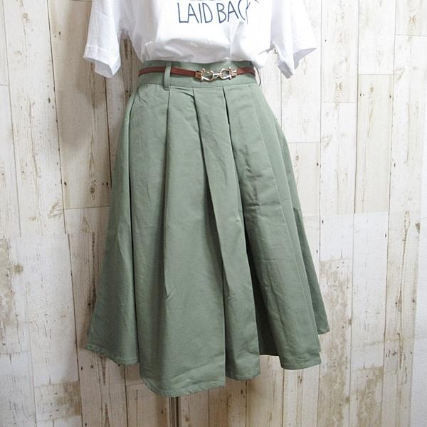 ひざ丈スカート ベルト付きスカート フレアスカート Aライン