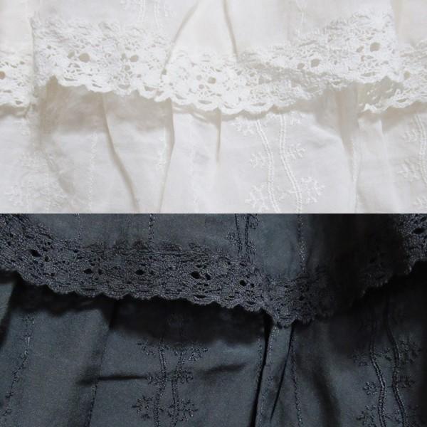 レース 刺繍 ティアード スカート ホワイト ブラック レディース ボトムス ティアードスカート ウエストゴム 送料無料 |  | 03