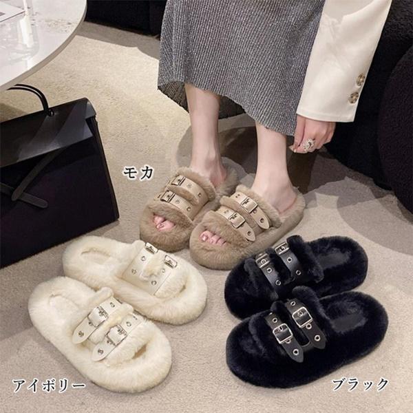 ファーサンダル ボアサンダル レディース 靴 もこもこ モコモコ ファー