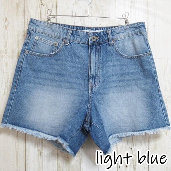 デニム ショートパンツ 裾フリンジ カットオフ 切りっぱなし