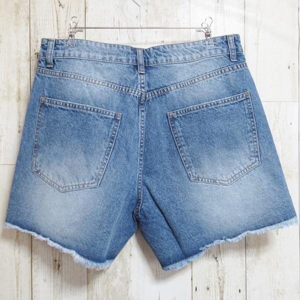 デニム ショートパンツ 裾フリンジ カットオフ 切りっぱなし