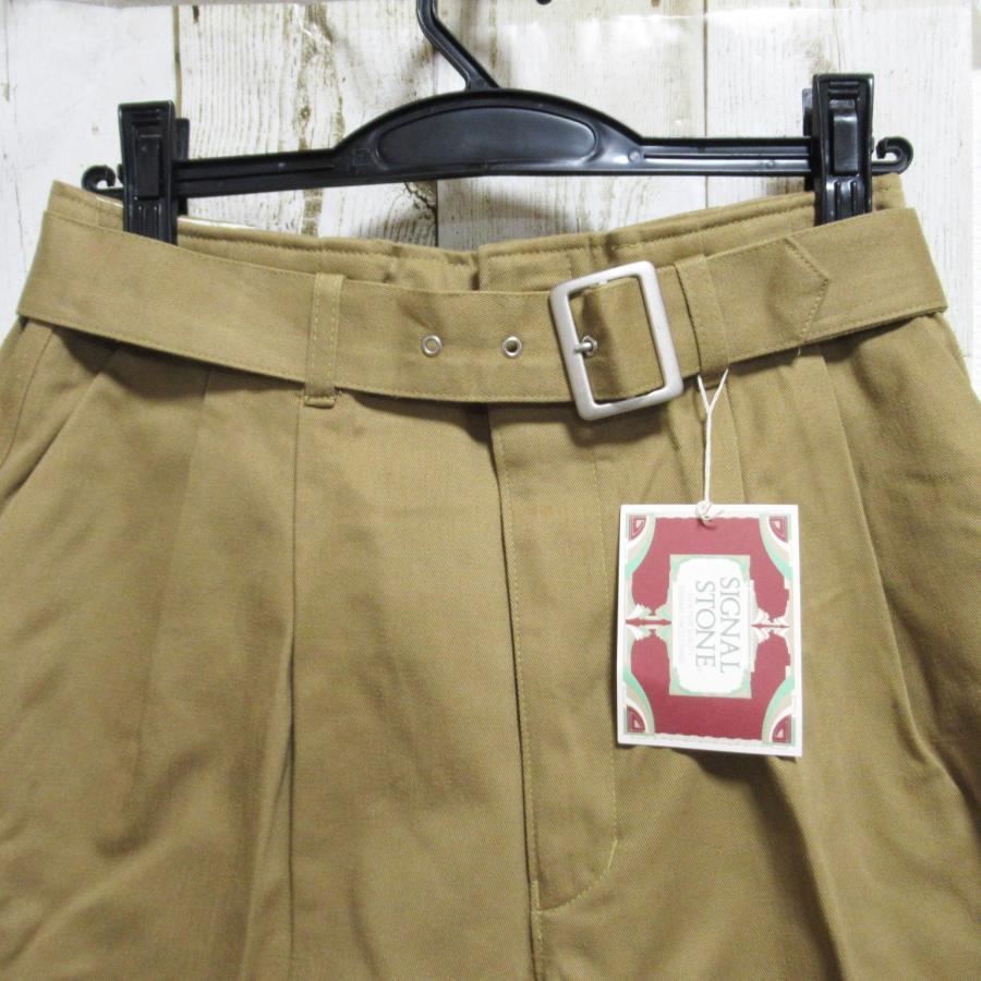 レディース ハーフパンツ 綿100％ ベージュ ハーパン ショートパンツ ショーパン ベルト付き |  | 01