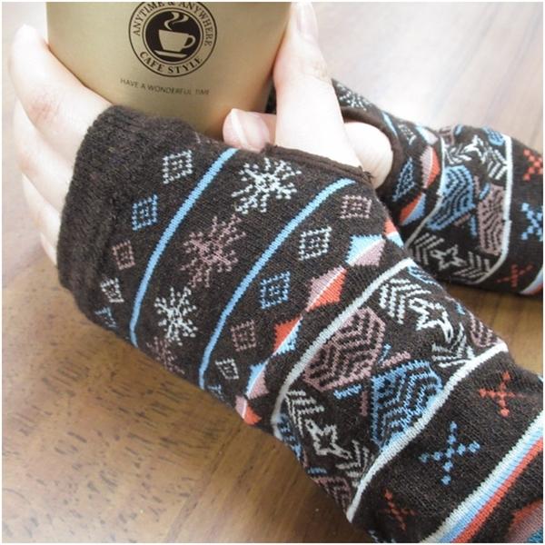 アームウォーマー アームカバー カシミヤ混 ハンドウォーマー ノルディック柄 北欧柄 ニットアームウォーマー ファッション 手袋 指なし  防寒対策 送料無料 |  | 01