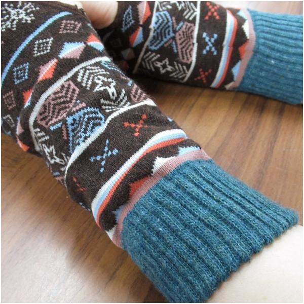 アームウォーマー アームカバー カシミヤ混 ハンドウォーマー ノルディック柄 北欧柄 ニットアームウォーマー ファッション 手袋 指なし  防寒対策 送料無料 |  | 02