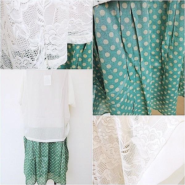 ワンピース＆トップスセット ナチュラル ドット ひざ丈 ワンピース グリーン レース トップス LL 3L 4L 5L 6L 7L〜8L 9L |  | 03