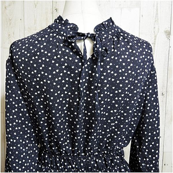 ワンピース ロング丈ワンピース シフォンワンピース ハート柄 マキシ― レトロ柄 体型カバー ロング丈 送料無料 バルーン袖 | OLIVE des OLIVE | 12