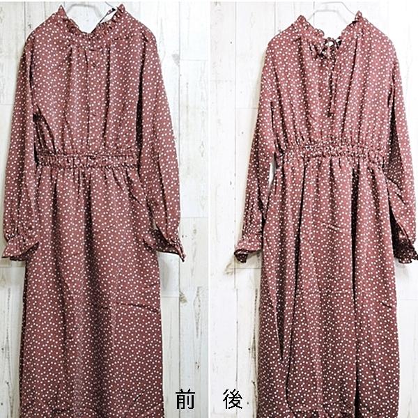 ワンピース ロング丈ワンピース シフォンワンピース ハート柄 マキシ― レトロ柄 体型カバー ロング丈 送料無料 バルーン袖 | OLIVE des OLIVE | 02