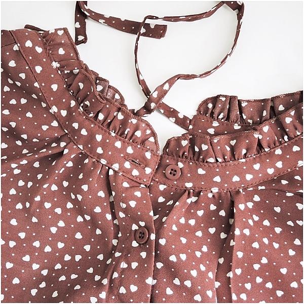 ワンピース ロング丈ワンピース シフォンワンピース ハート柄 マキシ― レトロ柄 体型カバー ロング丈 送料無料 バルーン袖 | OLIVE des OLIVE | 04