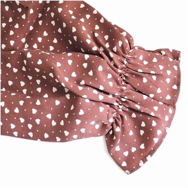 ワンピース ロング丈ワンピース シフォンワンピース ハート柄 マキシ― レトロ柄 体型カバー ロング丈 送料無料 バルーン袖 | OLIVE des OLIVE | 06