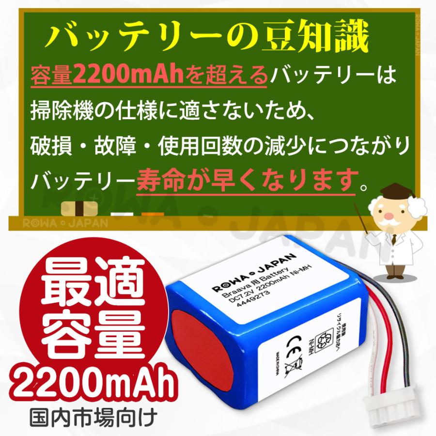 【1年保証】ブラーバ Braava 380j 390j 380t 371j 300 4449273 互換 バッテリー アイロボット対応 床拭きロボット 実容量高 ロワジャパン｜rowa｜04