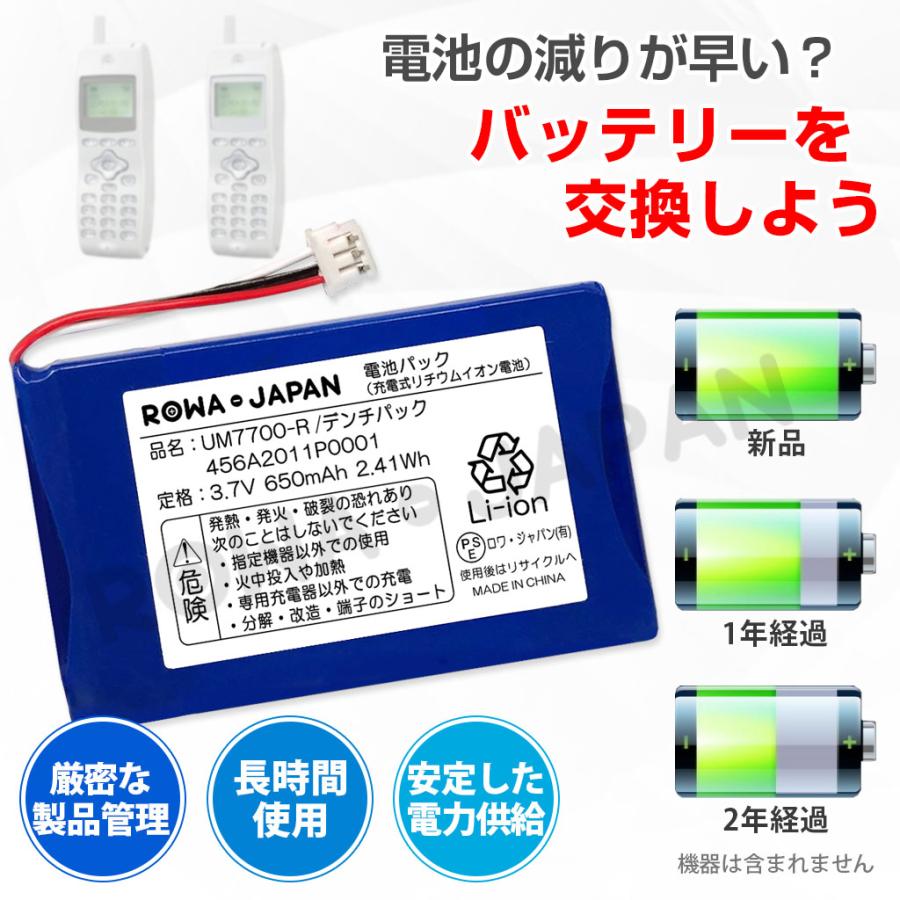 OKI対応 沖電気対応 コードレス電話機 UM7700 用 電池パック 4YA3507-2337G001 互換 バッテリー ロワジャパン｜rowa｜02