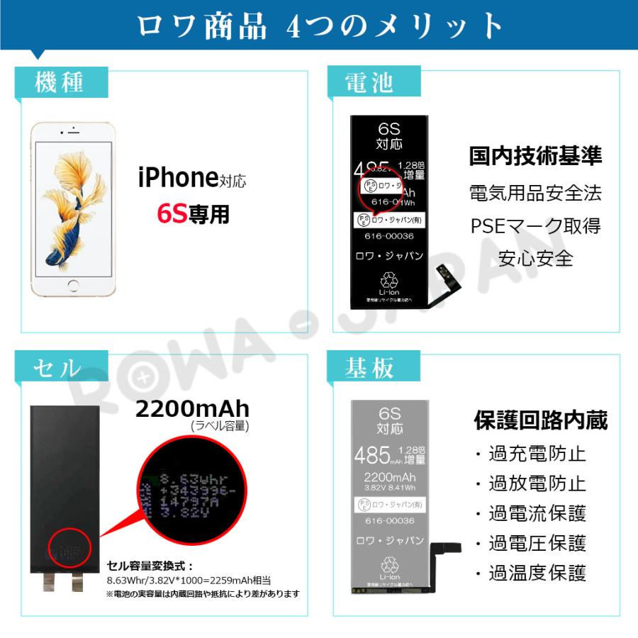iPhone 6s 大容量1.28倍 バッテリー 交換 PDF説明書 工具付き iPhone 6s 大容量1.28倍 バッテリー 交換 PDF説明書 工具付き
