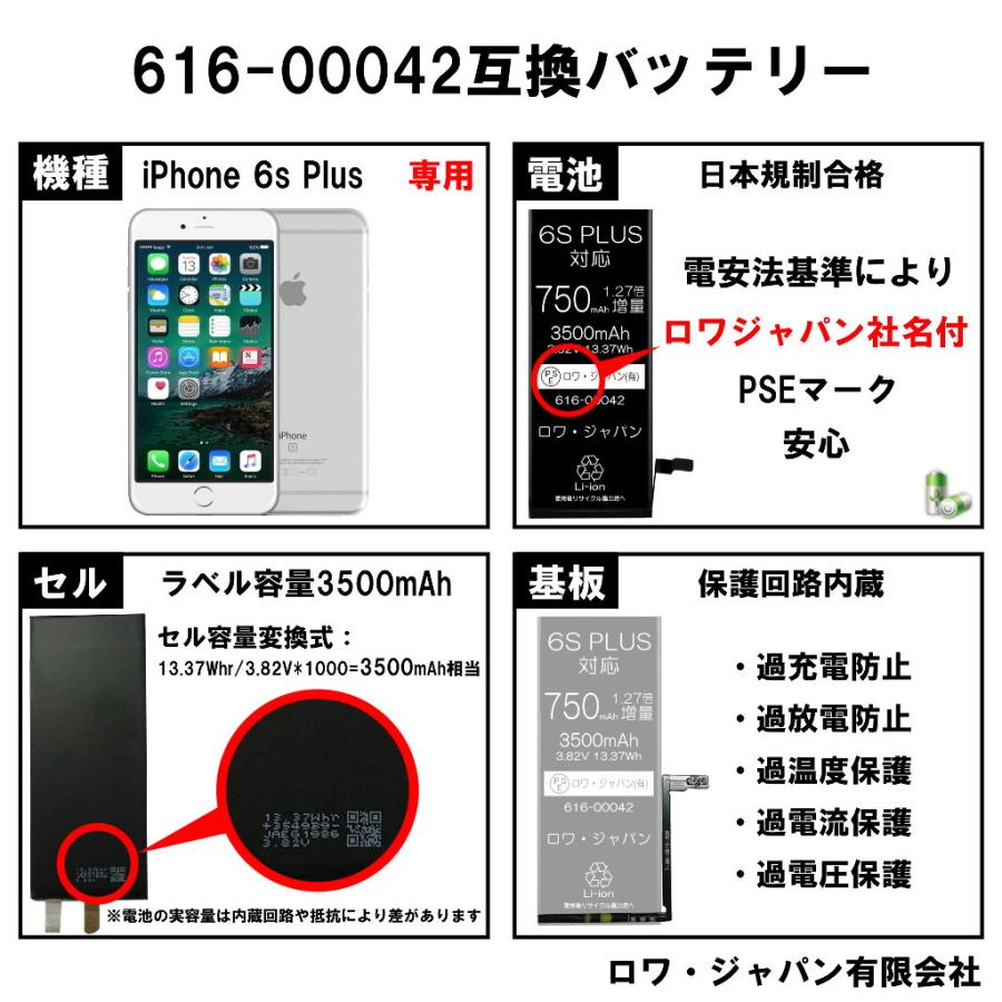 Iphone 6s Plus 交換 バッテリー Pdf説明書 工具セット付 国内向け ロワ社名pseマーク付 大容量 3500mah 616 ロワジャパン 通販 Yahoo ショッピング