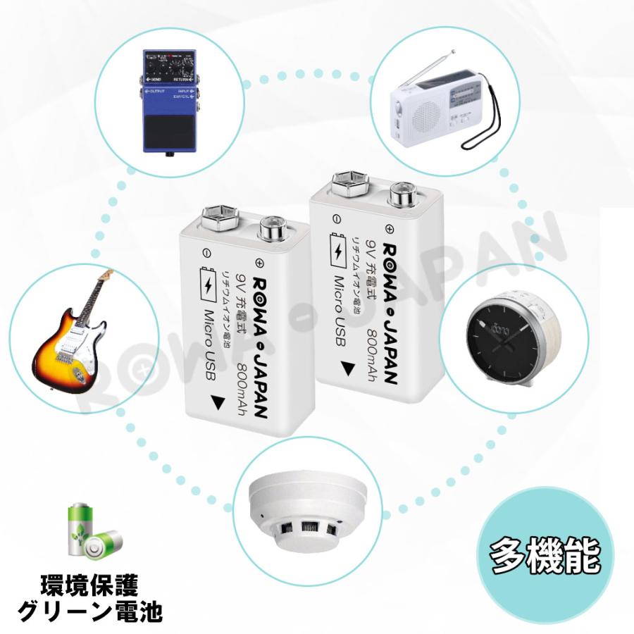 ロワジャパン 【ロワジャパン】 USB充電式 2個セット 9V 角形 充電池