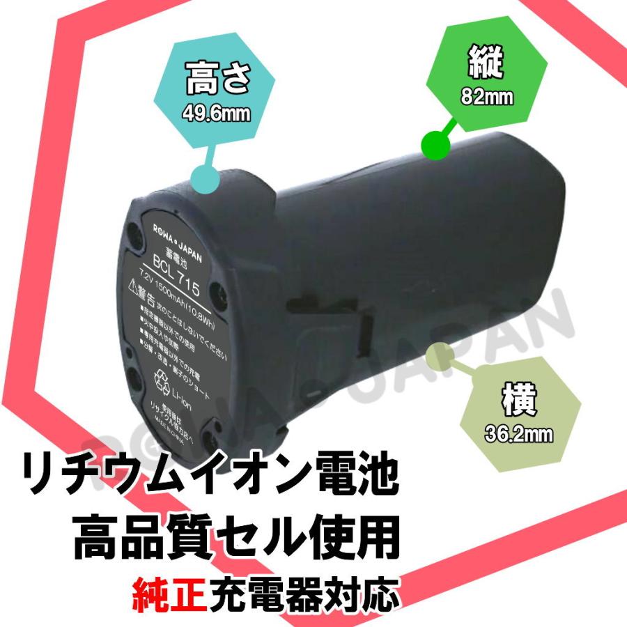 HiKOKI対応 ハイコーキ対応 BCL715 互換 バッテリー 7.2V 差込式 日立工機対応 電動工具 コードレスクリーナ 用 実容量高 ロワジャパン｜rowa｜02