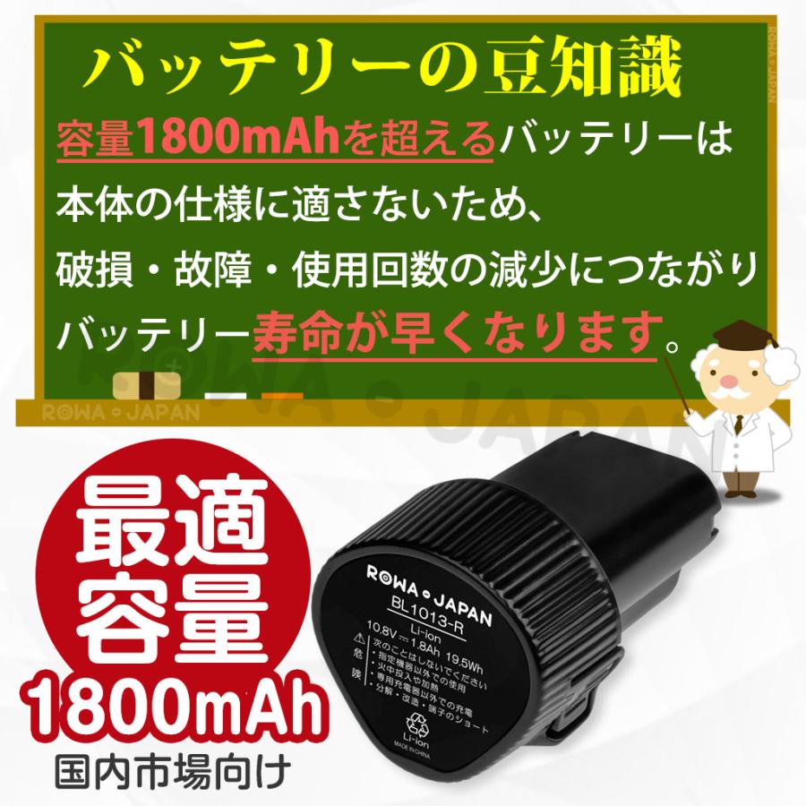 大容量1.38倍 マキタ対応 BL1013 BL1014 A-48692 互換 10.8V スライド式 掃除機 電動工具 用 バッテリー ロワジャパン｜rowa｜06