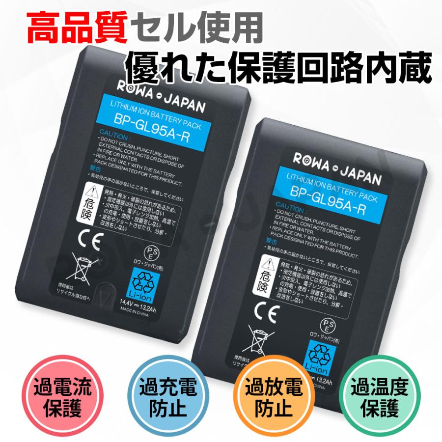 13200mAh SONY対応 カムコーダー用 BP-GL95 BP-L80S BP-L90 互換 バッテリー Vマウントタイプ LGセル ロワジャパン｜rowa｜03