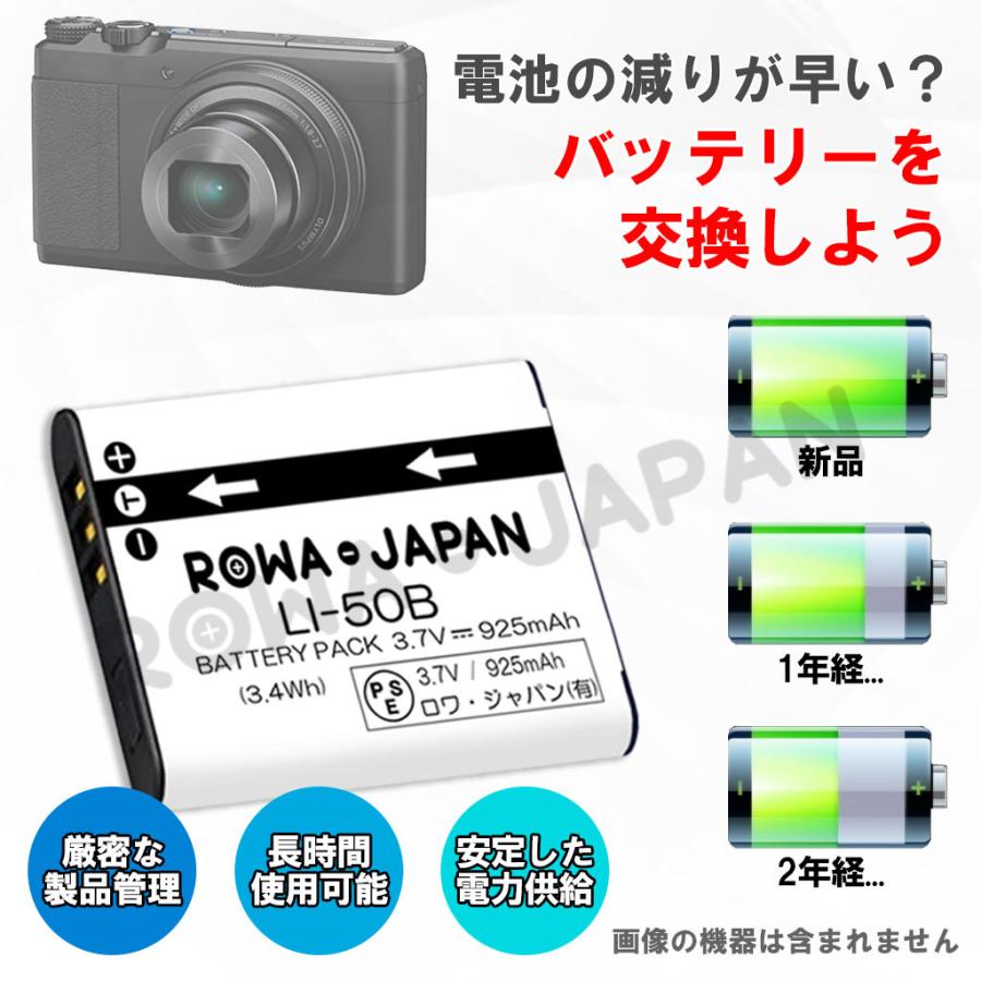 ペンタックス対応 PENTAX対応 D-LI92 互換 デジカメ用 バッテリー ロワジャパン｜rowa｜02