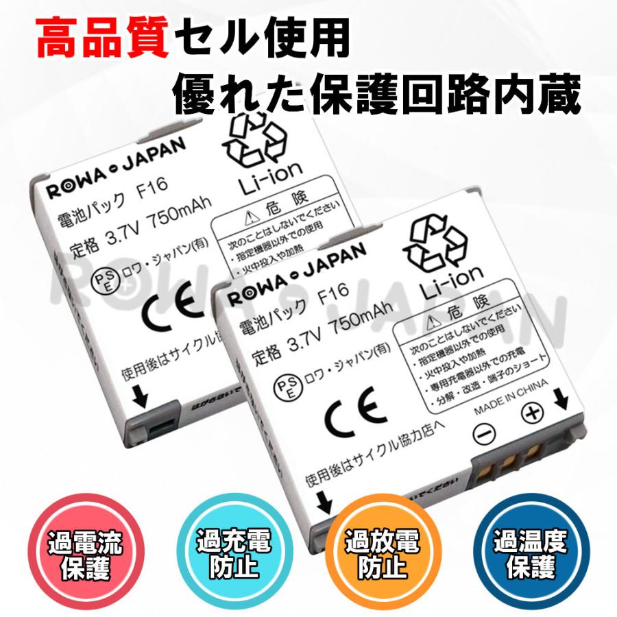 NTTdocomo対応 F16 互換 電池パック 2個 と USB マルチ充電器 セット F-01B F-06B F-09A F905i 対応 ロワジャパン｜rowa｜03