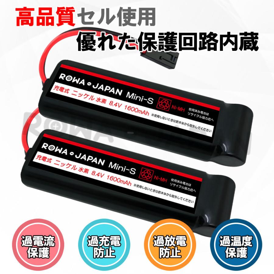 2個セット 東京マルイ対応 互換 バッテリー Mini S ミニS ニッケル水素 8.4V 大容量 1600mAh No.153 電動ガン用 ロワジャパン｜rowa｜03