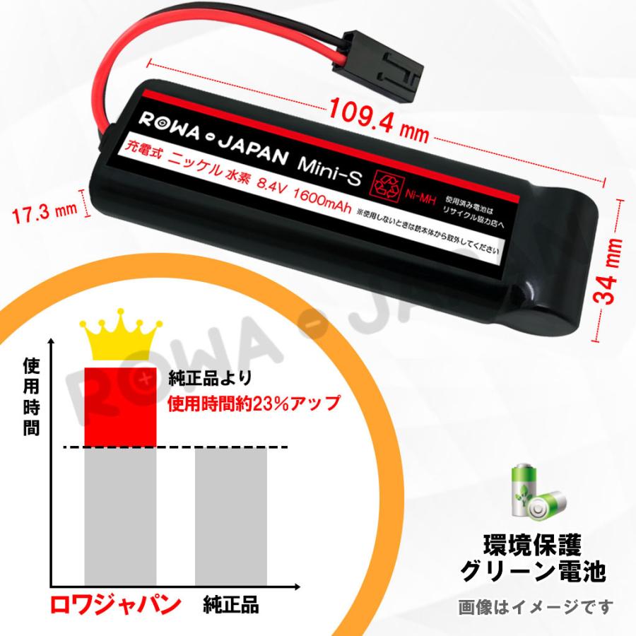 2個セット 東京マルイ対応 互換 バッテリー Mini S ミニS ニッケル水素 8.4V 大容量 1600mAh No.153 電動ガン用 ロワジャパン｜rowa｜05