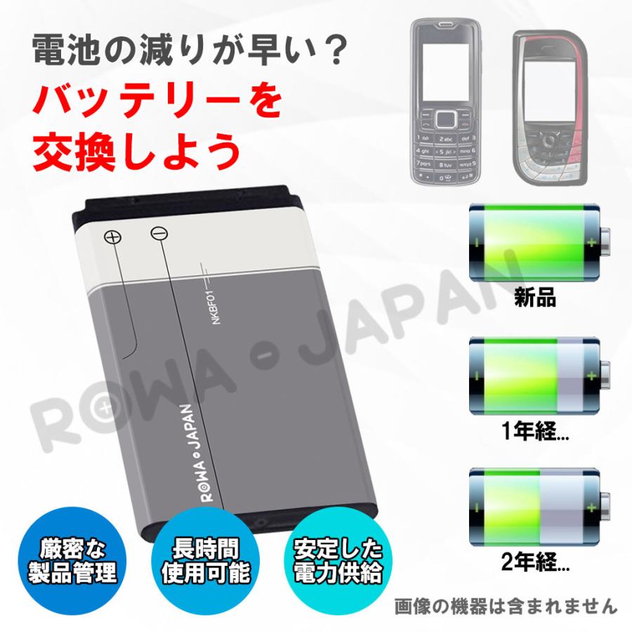 【BL-5C 同等品】 NOKIA対応 BL-5C / Softbank対応 NKBF01 互換 バッテリー 2個 と USB マルチ充電器 セット 多機種対応 ロワジャパン｜rowa｜02